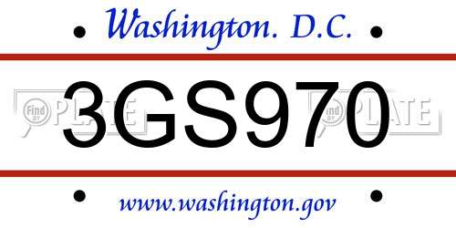 3GS970 District Of Columbia License Plate