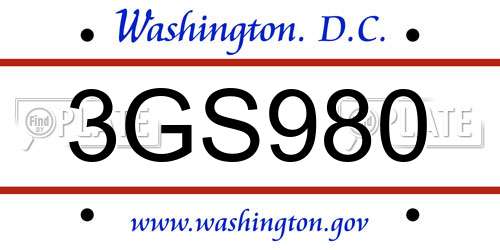 3GS980 District Of Columbia License Plate