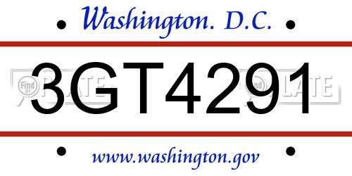 3GT4291 District Of Columbia License Plate