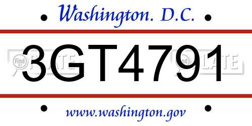 3GT4791 District Of Columbia License Plate