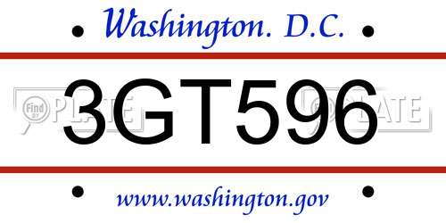 3GT596 District Of Columbia License Plate