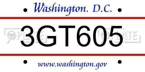 3GT605 District Of Columbia License Plate