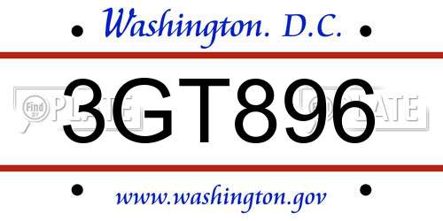 3GT896 District Of Columbia License Plate