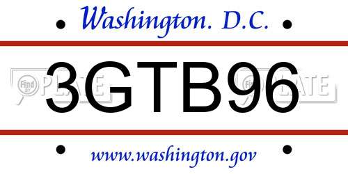 3GTB96 District Of Columbia License Plate