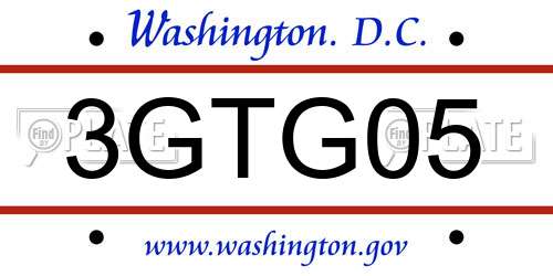 3GTG05 District Of Columbia License Plate