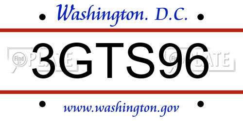 3GTS96 District Of Columbia License Plate