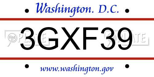 3GXF39 District Of Columbia License Plate