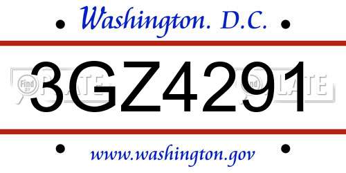 3GZ4291 District Of Columbia License Plate