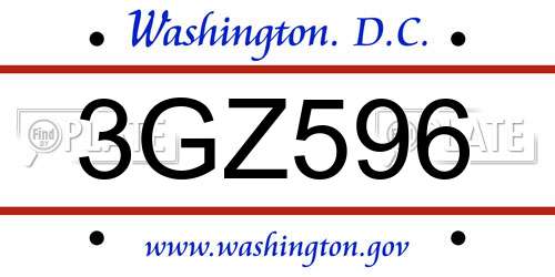3GZ596 District Of Columbia License Plate