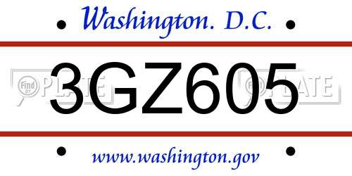 3GZ605 District Of Columbia License Plate