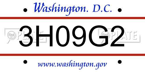 3H09G2 District Of Columbia License Plate