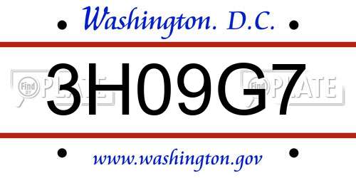 3H09G7 District Of Columbia License Plate