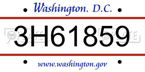 3H61859 District Of Columbia License Plate