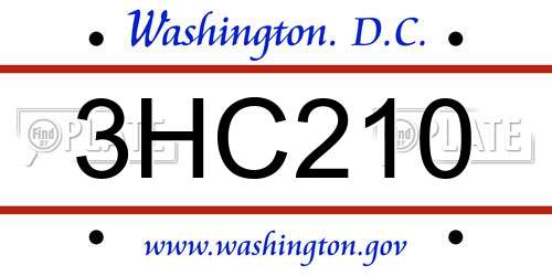 3HC210 District Of Columbia License Plate