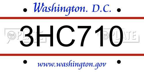 3HC710 District Of Columbia License Plate