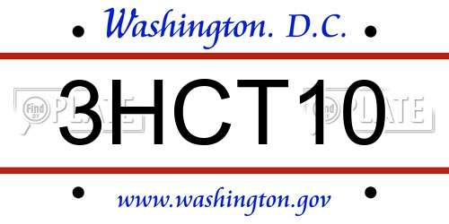 3HCT10 District Of Columbia License Plate