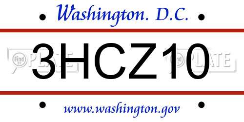 3HCZ10 District Of Columbia License Plate