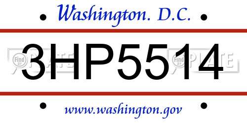3HP5514 District Of Columbia License Plate