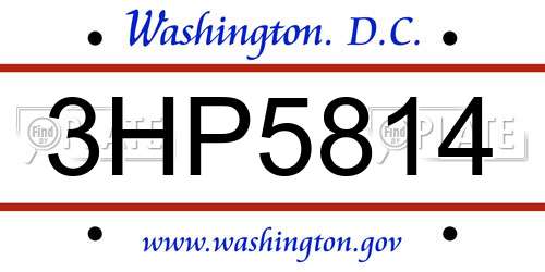 3HP5814 District Of Columbia License Plate