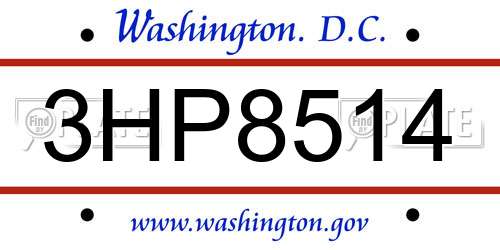 3HP8514 District Of Columbia License Plate