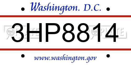 3HP8814 District Of Columbia License Plate