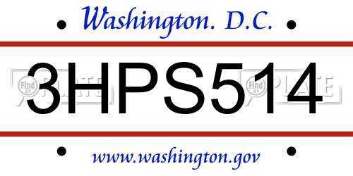 3HPS514 District Of Columbia License Plate