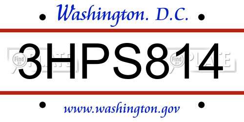 3HPS814 District Of Columbia License Plate