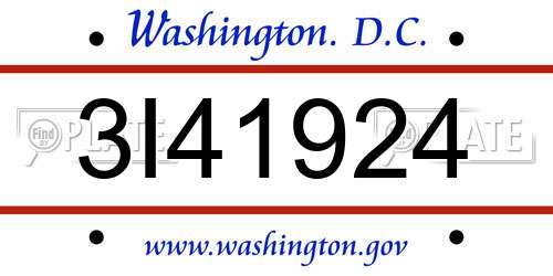 3I41924 District Of Columbia License Plate