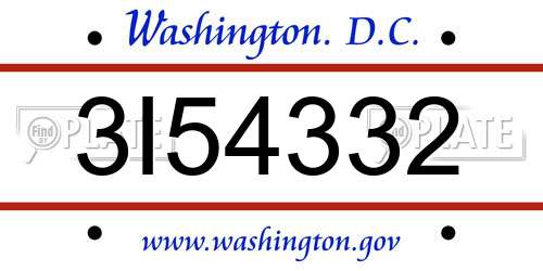 3I54332 District Of Columbia License Plate