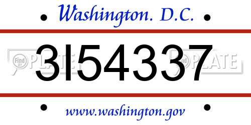 3I54337 District Of Columbia License Plate