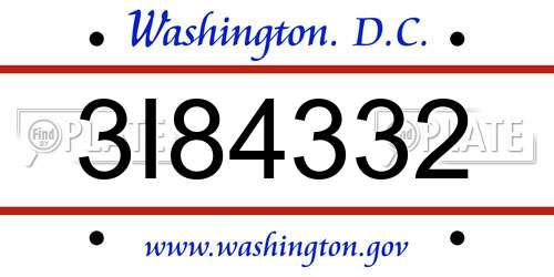 3I84332 District Of Columbia License Plate
