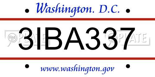 3IBA337 District Of Columbia License Plate