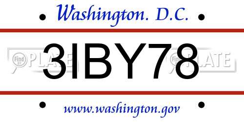 3IBY78 District Of Columbia License Plate