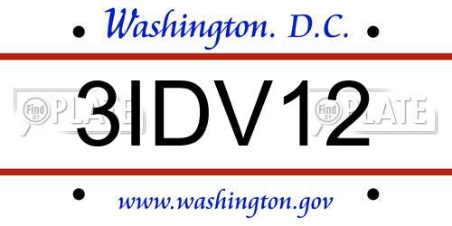 3IDV12 District Of Columbia License Plate