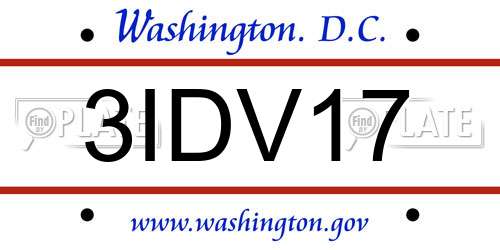 3IDV17 District Of Columbia License Plate