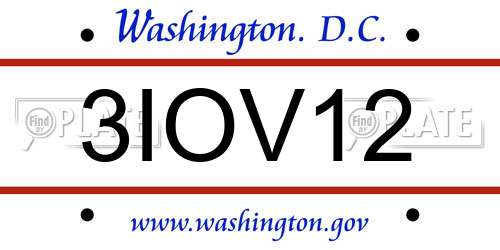 3IOV12 District Of Columbia License Plate