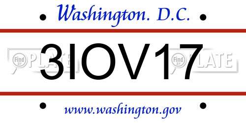 3IOV17 District Of Columbia License Plate