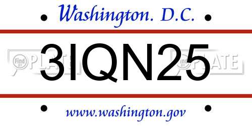 3IQN25 District Of Columbia License Plate