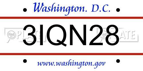 3IQN28 District Of Columbia License Plate