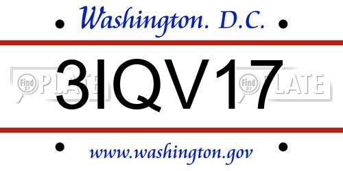 3IQV17 District Of Columbia License Plate