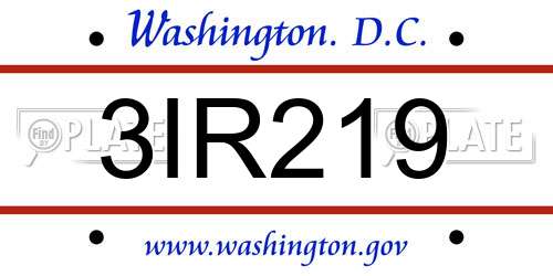 3IR219 District Of Columbia License Plate