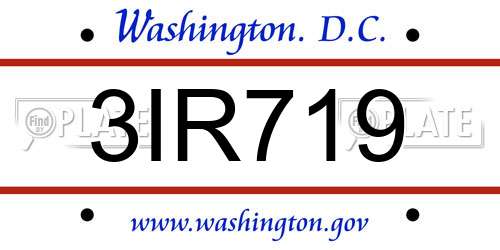 3IR719 District Of Columbia License Plate