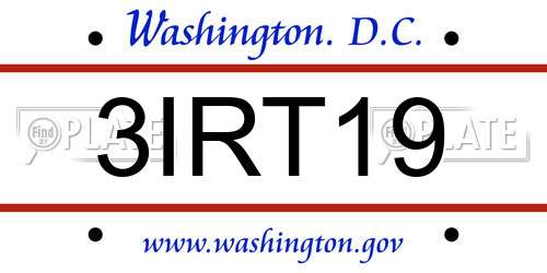 3IRT19 District Of Columbia License Plate