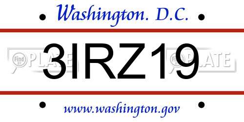 3IRZ19 District Of Columbia License Plate