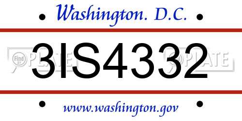 3IS4332 District Of Columbia License Plate