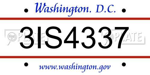 3IS4337 District Of Columbia License Plate
