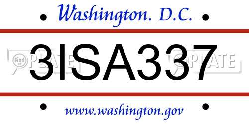 3ISA337 District Of Columbia License Plate