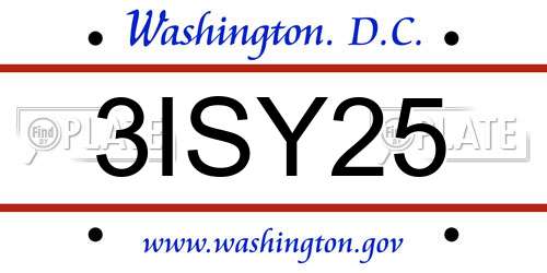 3ISY25 District Of Columbia License Plate