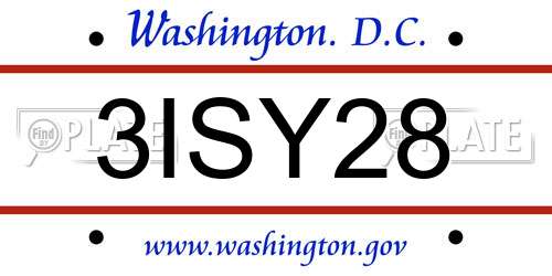 3ISY28 District Of Columbia License Plate