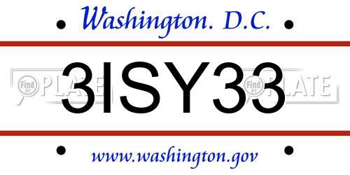 3ISY33 District Of Columbia License Plate